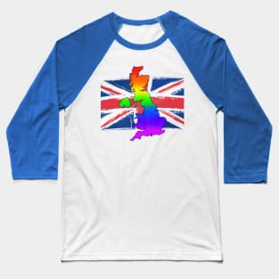 Gay UK - Rainbow Pride Union Jack Blue Baseball T-Shirt